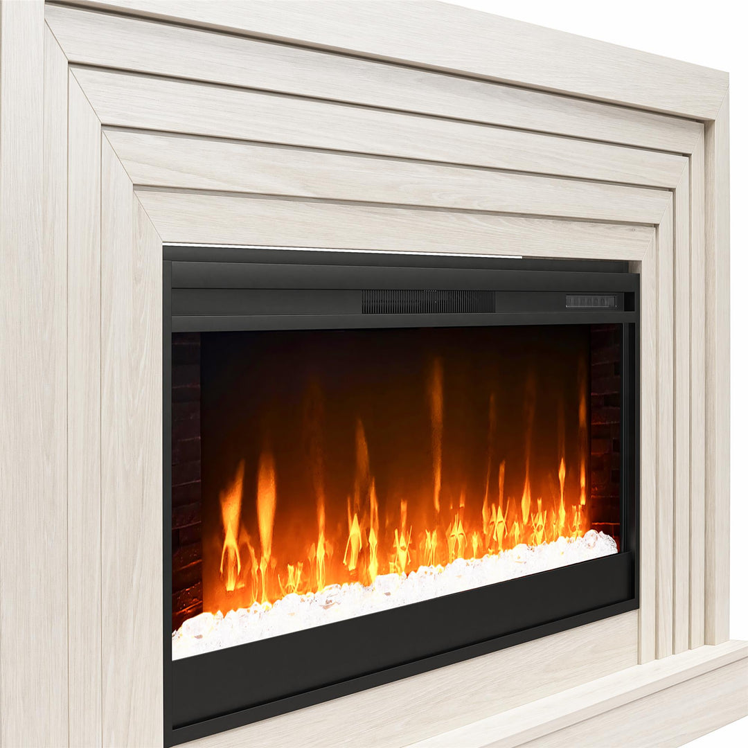 Monroe Wide Mantel Fireplace - White Oak