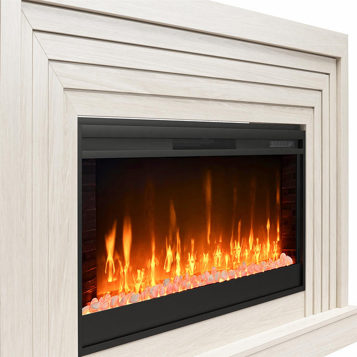 Monroe Wide Mantel Fireplace - White Oak