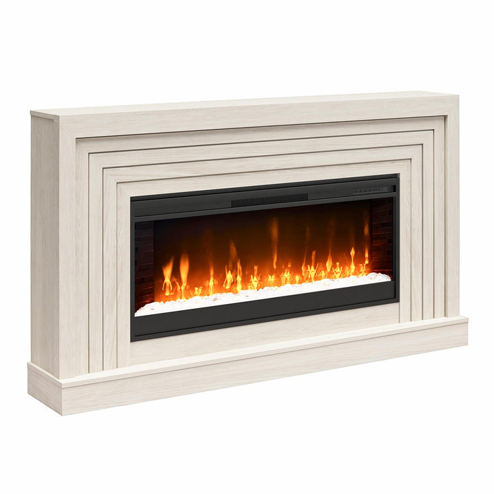 Monroe Wide Mantel Fireplace - White Oak