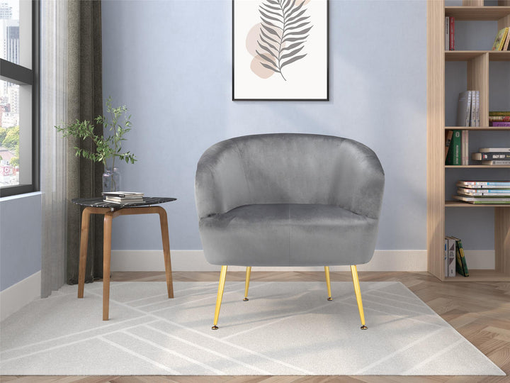 Kara Teddy Soft Accent Chair with Gold Legs - Gray