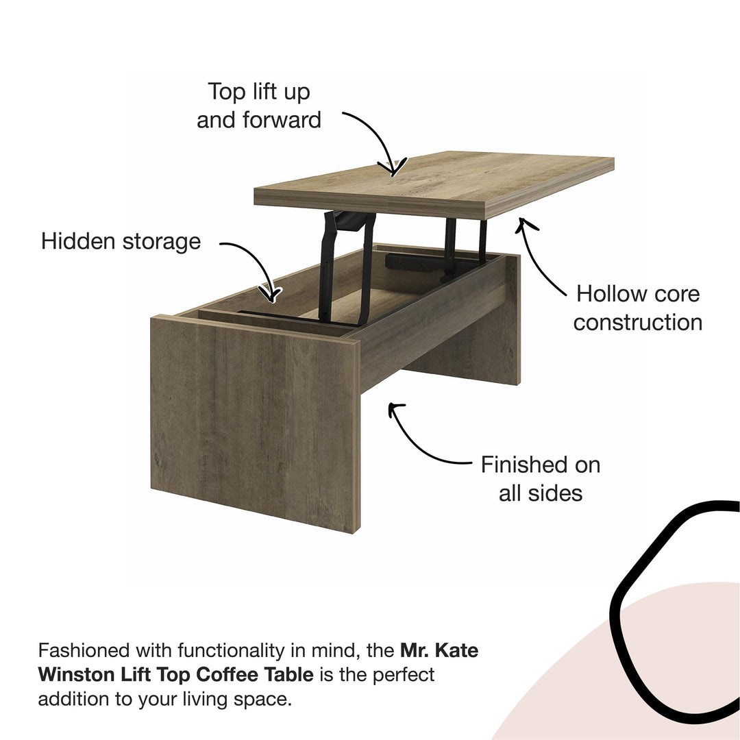 Winston Rectangular Lift Top Coffee Table - Rustic Oak