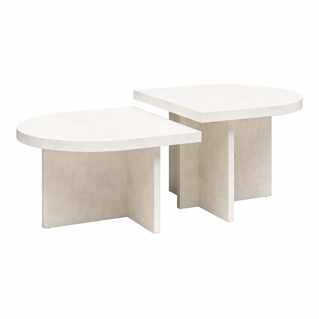 Daytona 2-Piece Modern Coffee Table with Rounded Edges - Plaster