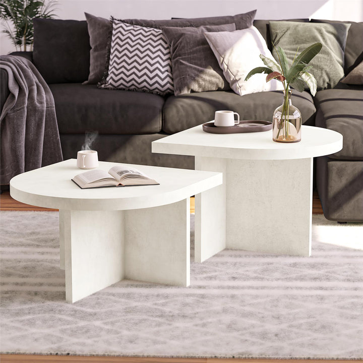 Daytona 2-Piece Modern Coffee Table with Rounded Edges - Plaster