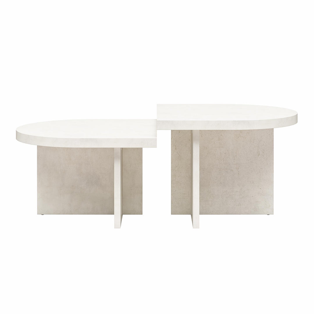 Daytona 2-Piece Modern Coffee Table with Rounded Edges - Plaster