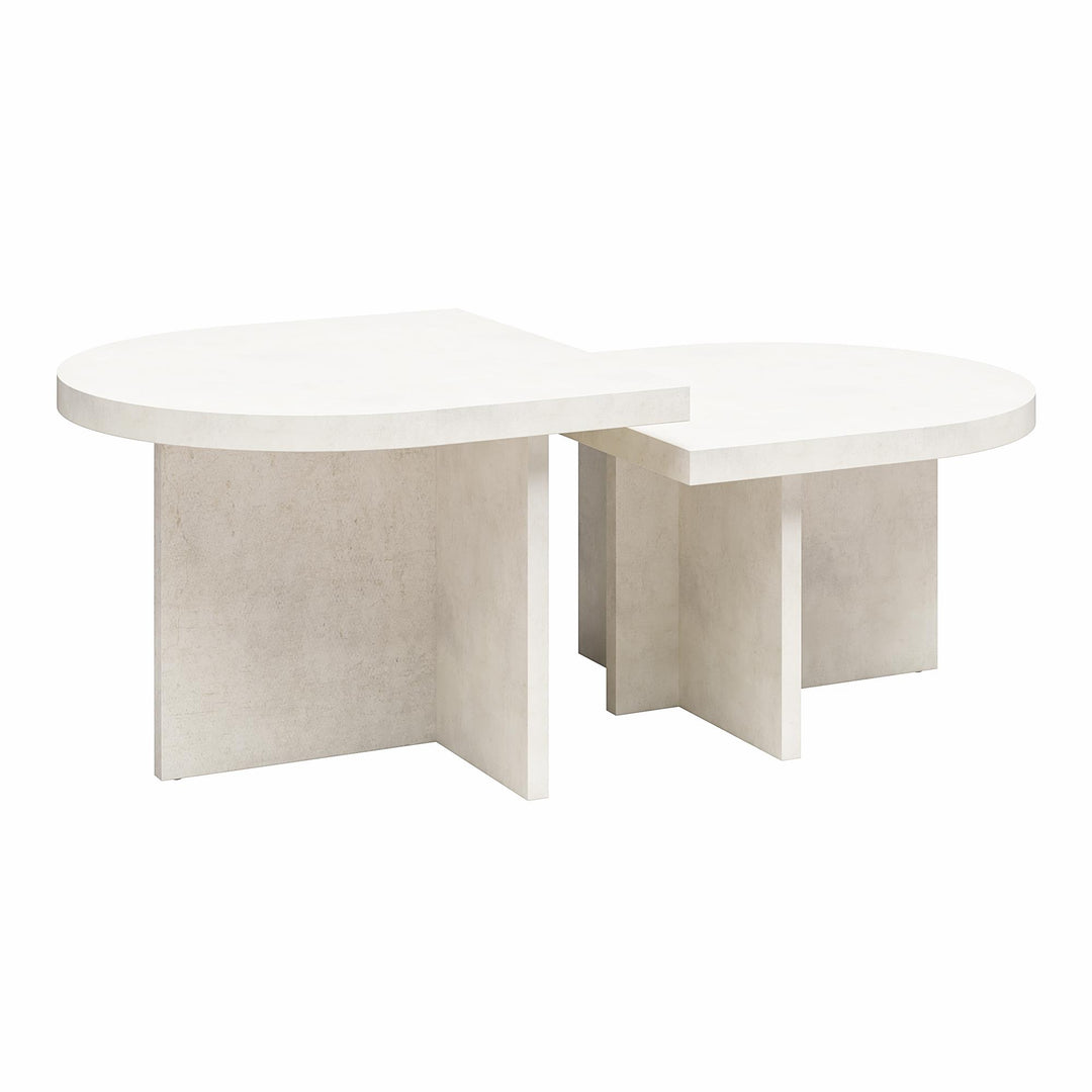 Daytona 2-Piece Modern Coffee Table with Rounded Edges - Plaster