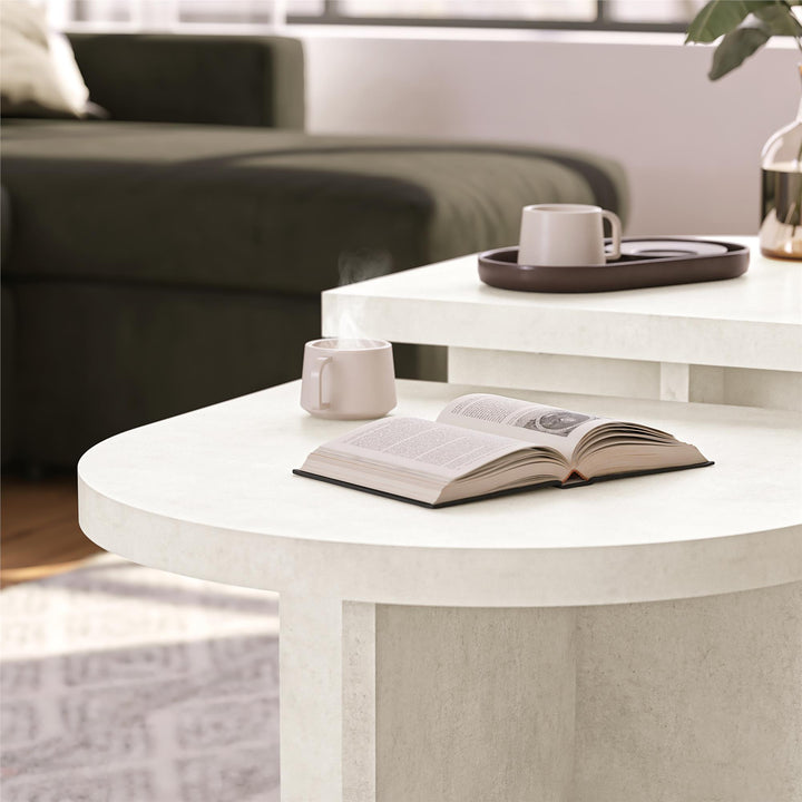 Daytona 2-Piece Modern Coffee Table with Rounded Edges - Plaster