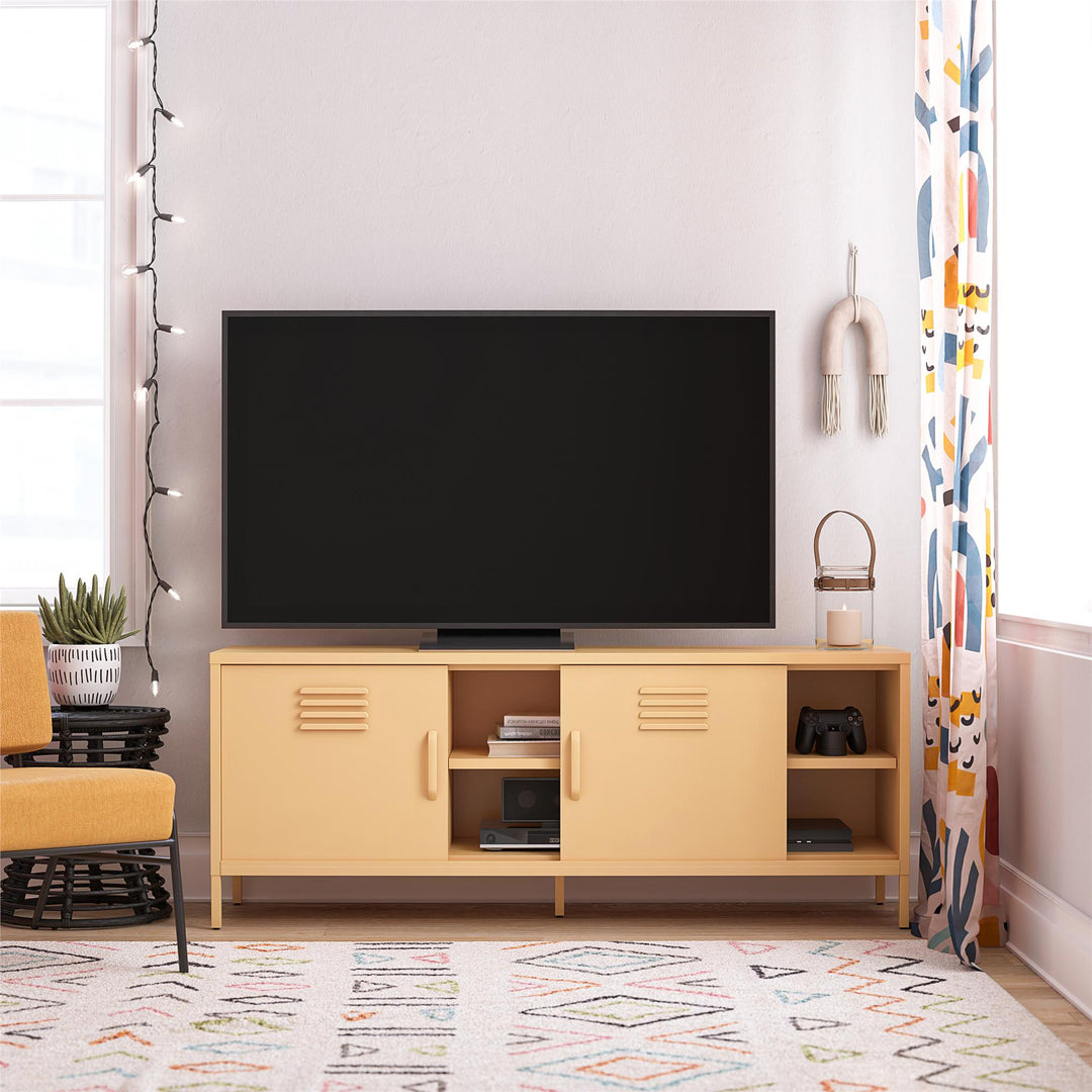 Cache Metal Locker-Style TV Stand for TVs up to 65" - Yellow