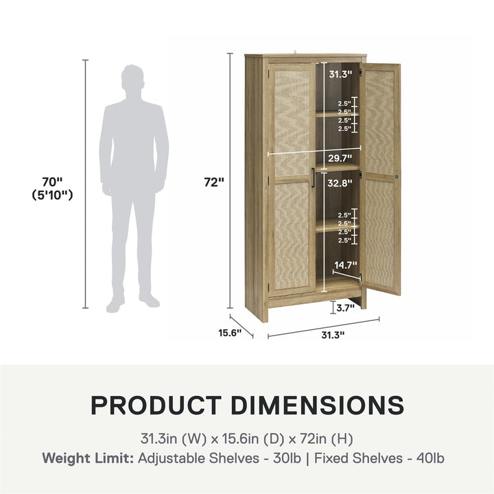 Amberly Tall 2 Door Cabinet with 4 Shelves - Natural