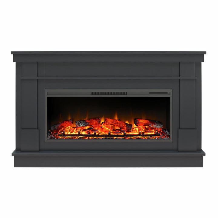 Elmcroft Wide Painted Mantel with Linear Electric Fireplace - Black