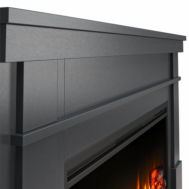 Elmcroft Wide Painted Mantel with Linear Electric Fireplace - Black