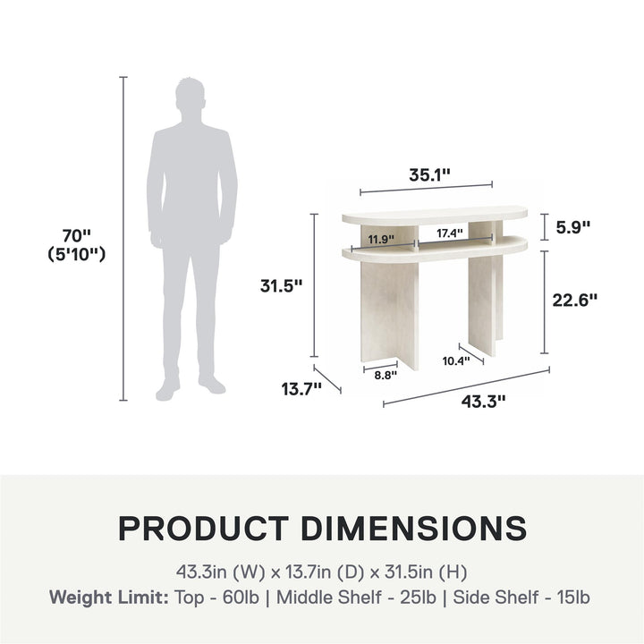 Daytona Modern Console Table - Plaster