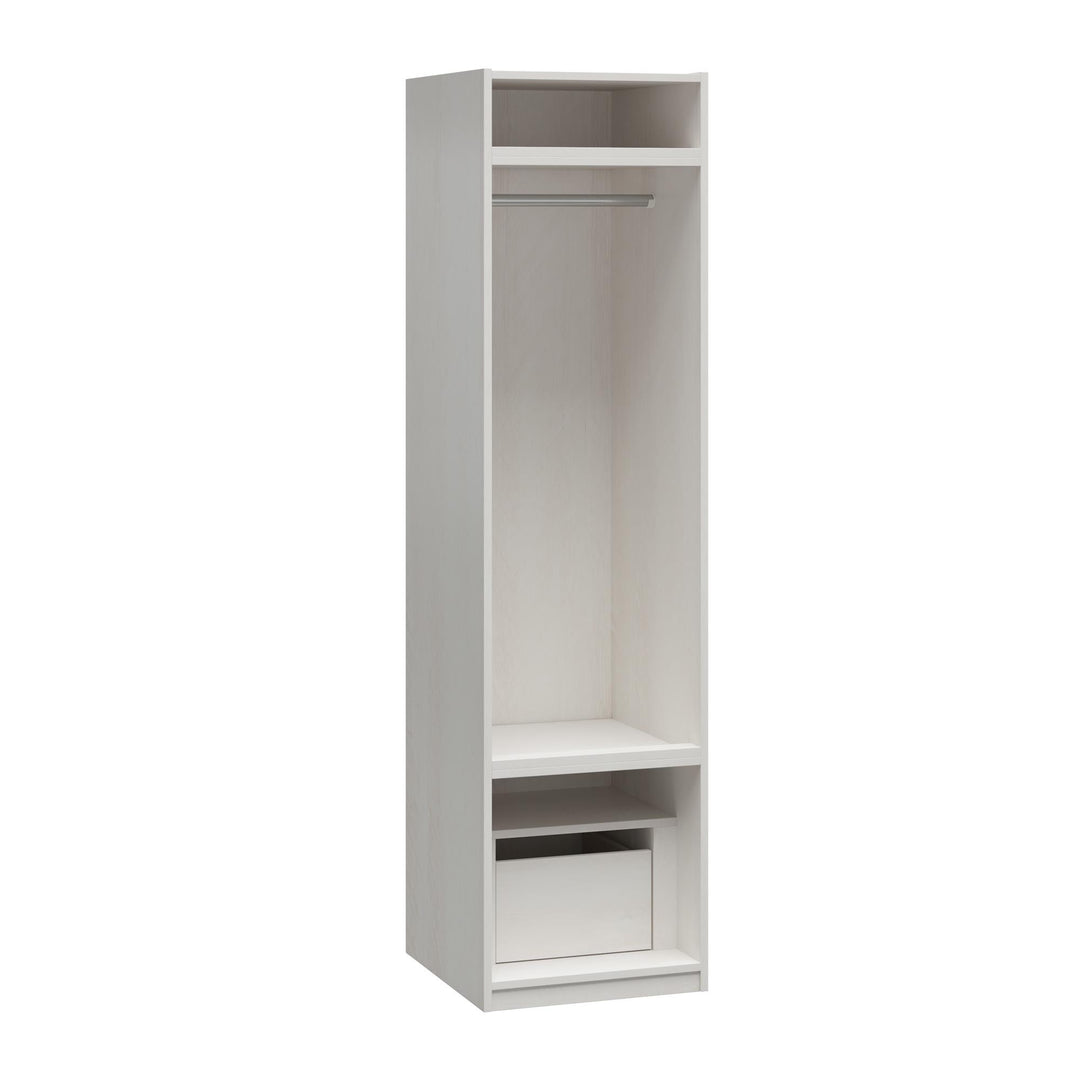 Perry Park Modular Bundle Wardrobe Shelving Unit with Drawer and Membrane Door Kit - Ivory Oak