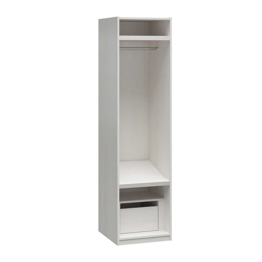 Perry Park Modular Bundle Wardrobe Shelving Unit with Drawer and Membrane Door Kit - Ivory Oak