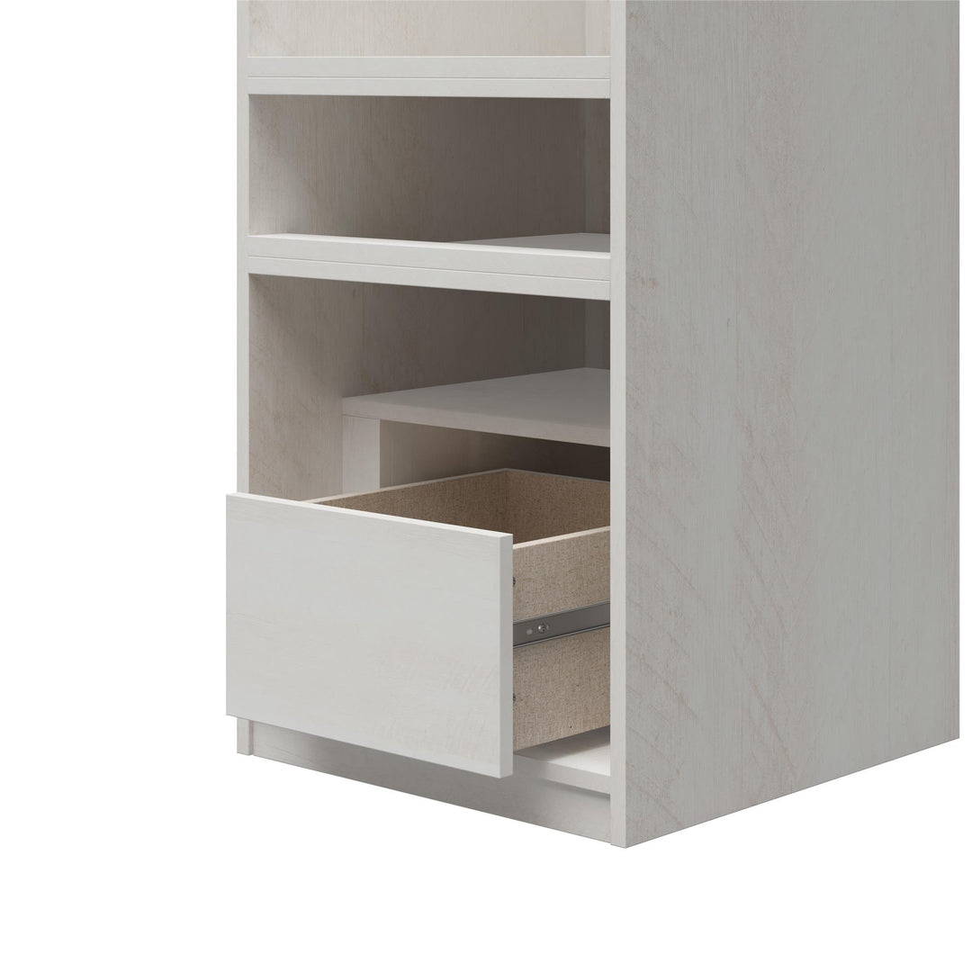 Perry Park Modular Bundle Wardrobe Shelving Unit with Drawer and Membrane Door Kit - Ivory Oak