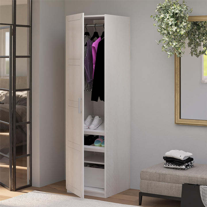 Perry Park Modular Bundle Wardrobe Shelving Unit with Drawer and Membrane Door Kit - Ivory Oak