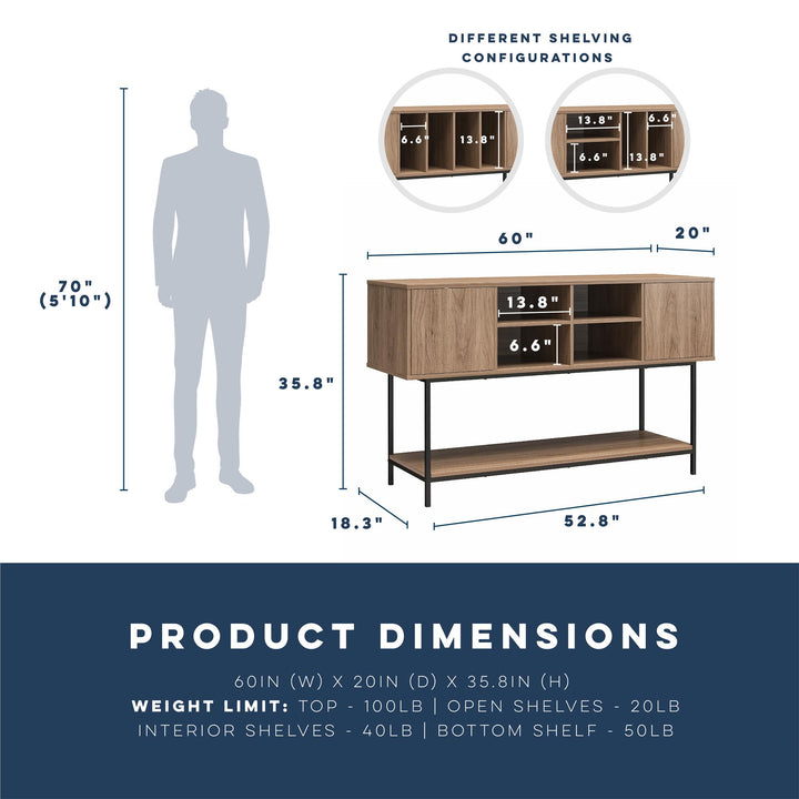 Cooper Media Credenza/DJ Stand - Danish Walnut