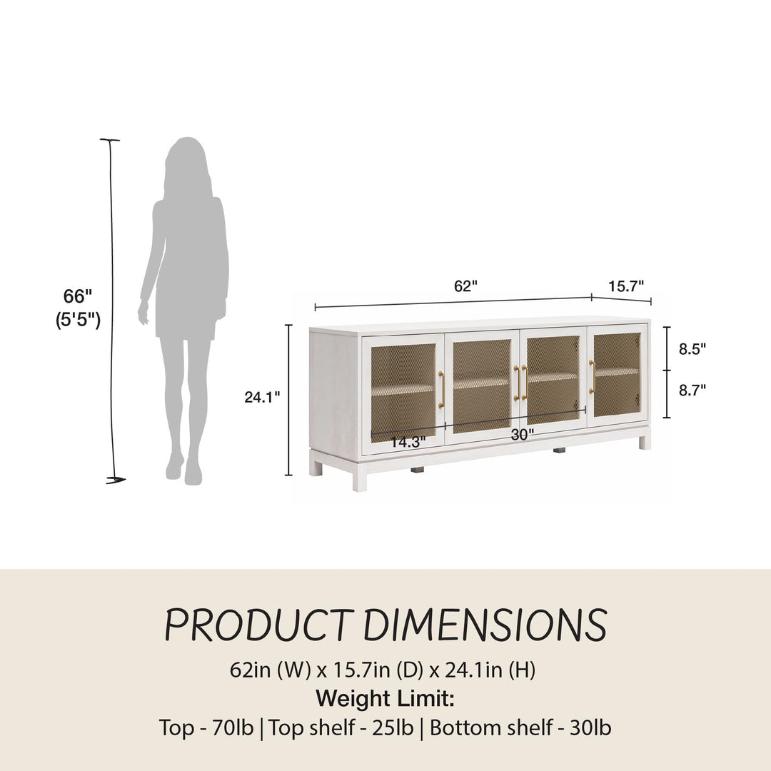 Tess TV Stand for TVs up to 65" - Ivory Oak