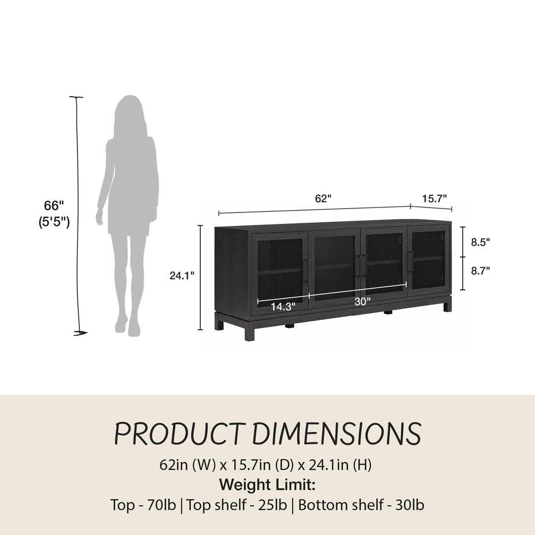 Tess TV Stand for TVs up to 65" - Black Oak