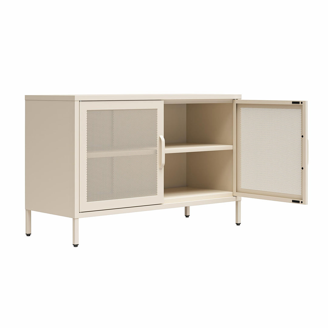 Channing 2 Door Storage Cabinet-Mesh Metal Locker - Parchment