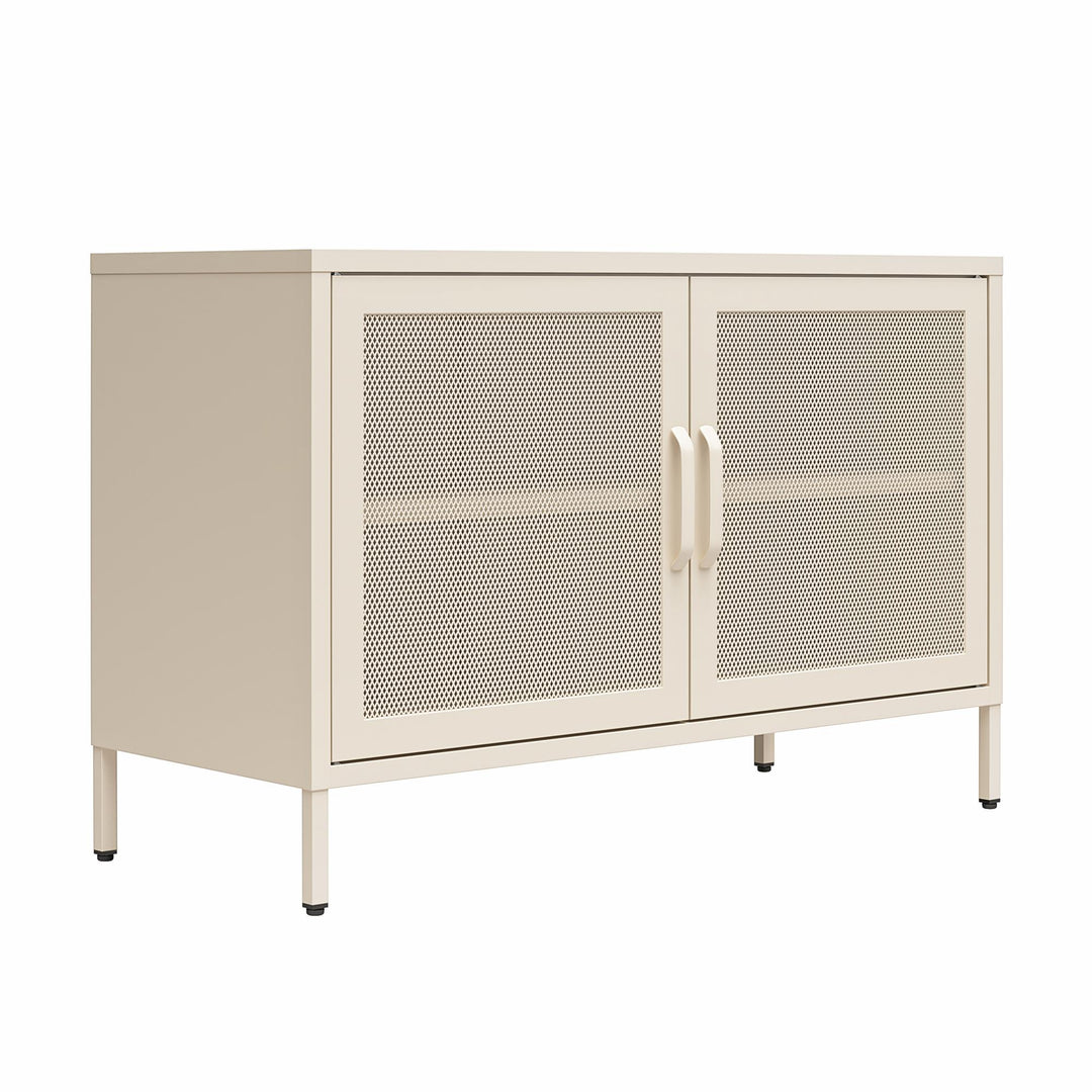 Channing 2 Door Storage Cabinet-Mesh Metal Locker - Parchment