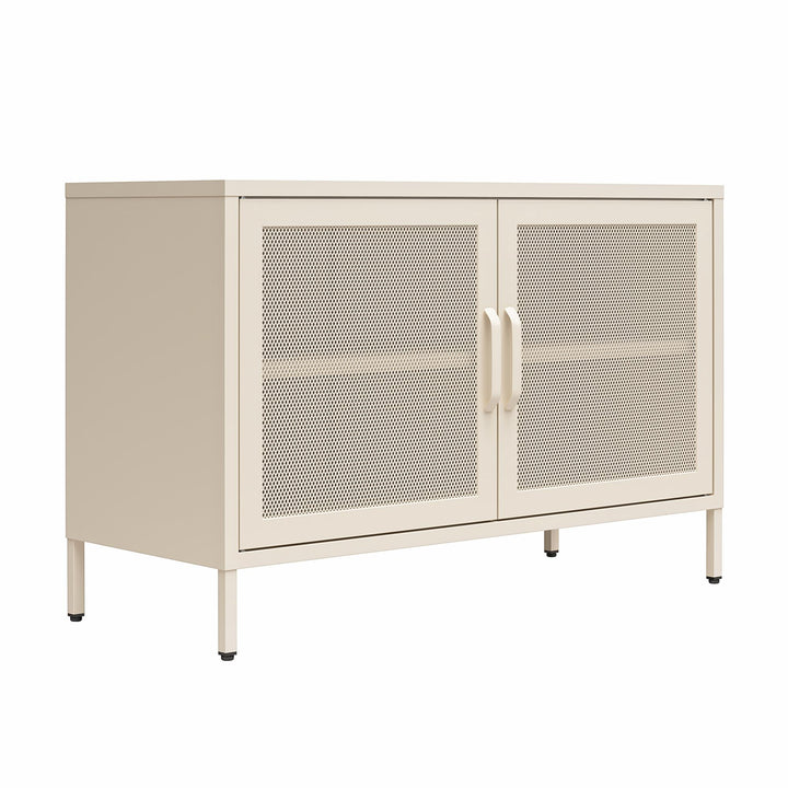 Channing 2 Door Storage Cabinet-Mesh Metal Locker - Parchment