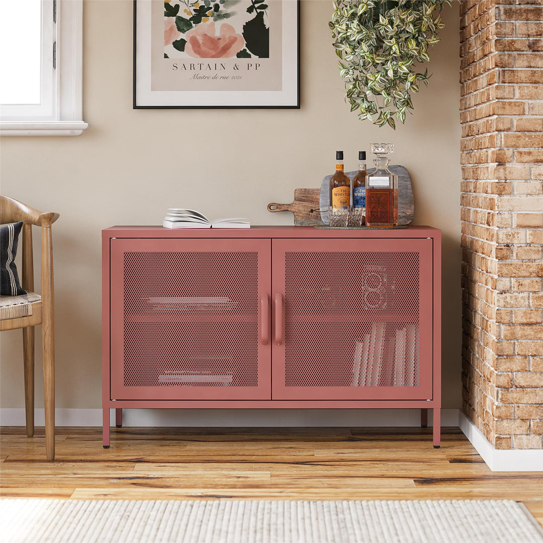 Channing 2 Door Storage Cabinet-Mesh Metal Locker - Terracotta