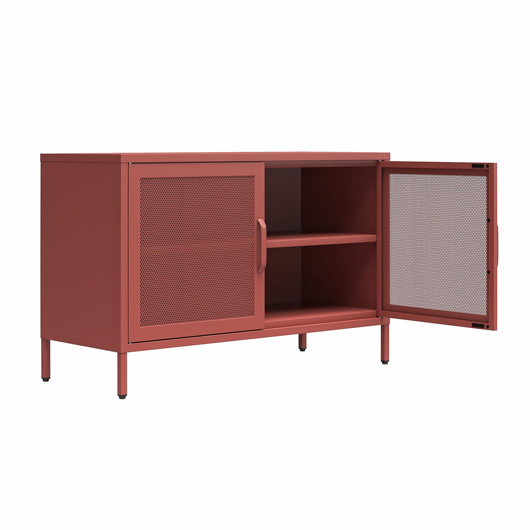 Channing 2 Door Storage Cabinet-Mesh Metal Locker - Terracotta