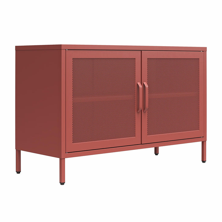 Channing 2 Door Storage Cabinet-Mesh Metal Locker - Terracotta