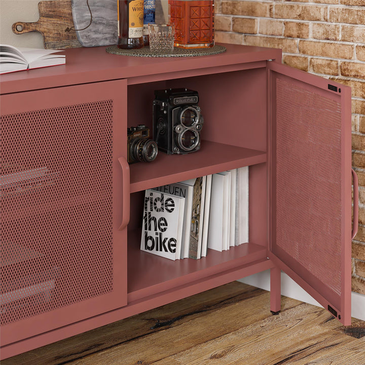 Channing 2 Door Storage Cabinet-Mesh Metal Locker - Terracotta