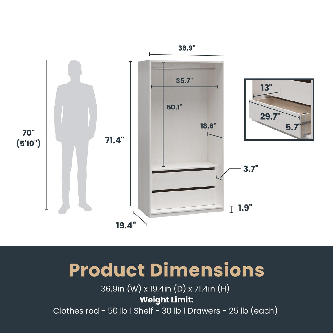 Perry Park Modular Extra Wide Wardrobe with Drawers - Ivory Oak