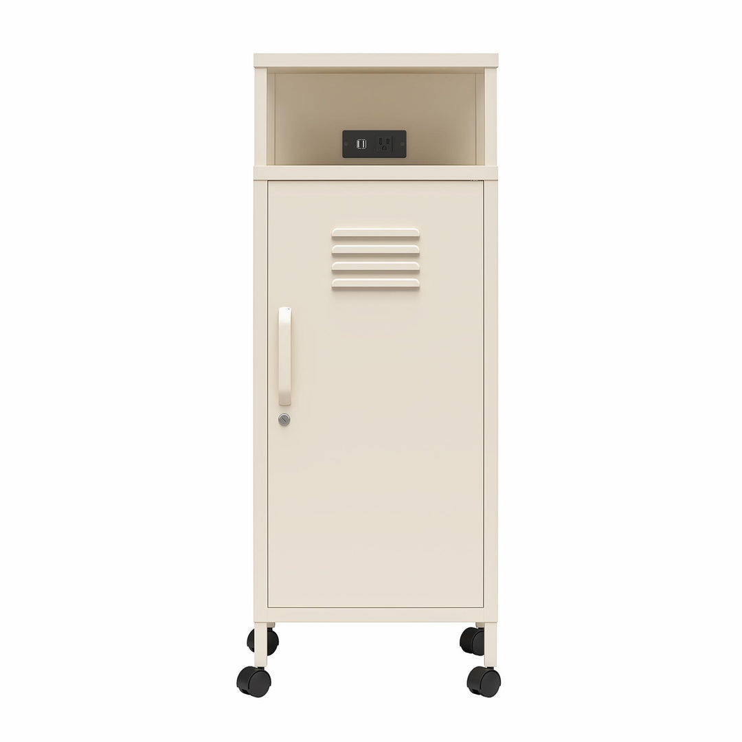 Cache Metal Locker-Style Mobile Storage Cart - Parchment