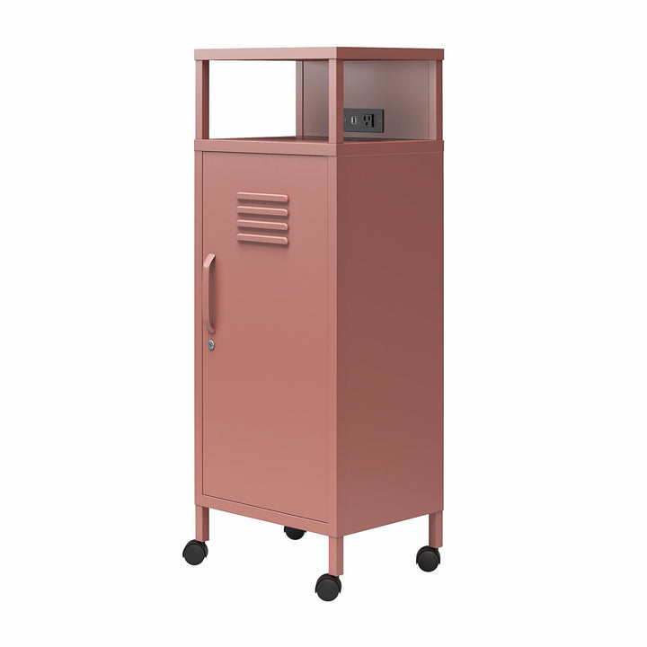 Cache Metal Locker-Style Mobile Storage Cart - Dusty Rose