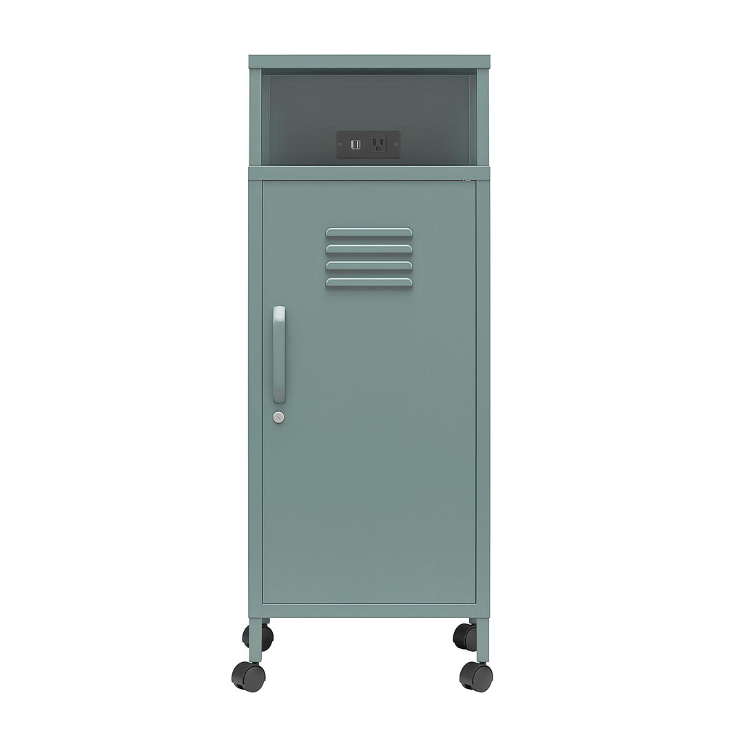 Cache Metal Locker-Style Mobile Storage Cart - Hunter Green/Silver Pine