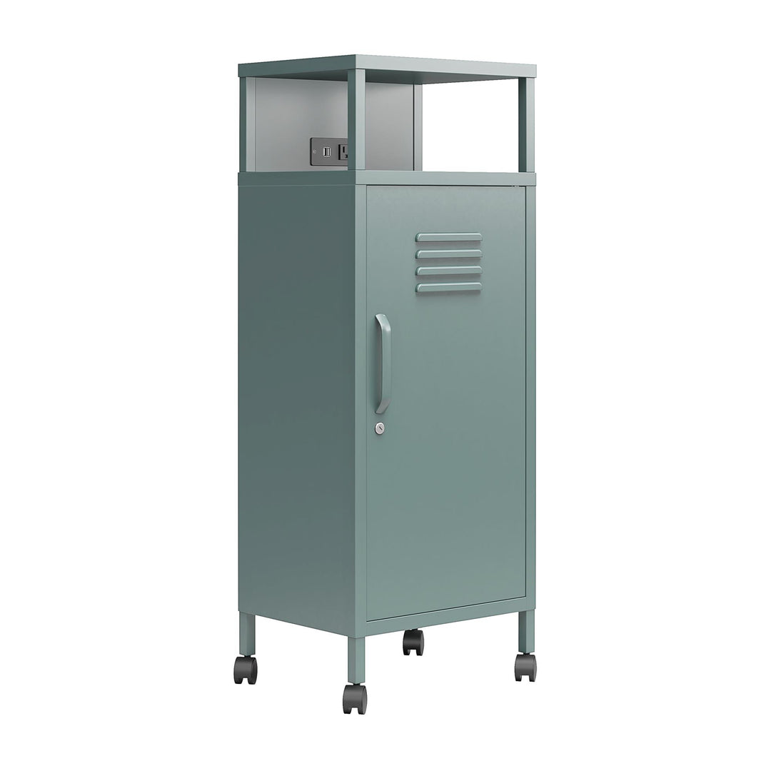 Cache Metal Locker-Style Mobile Storage Cart - Hunter Green/Silver Pine