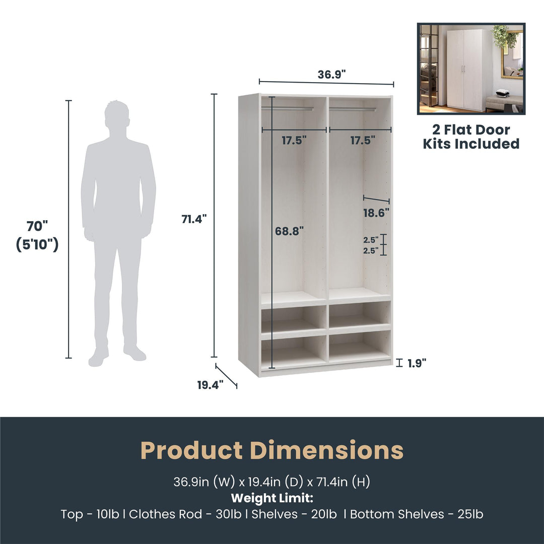 Perry Park Modular Bundle Extra Wide Wardrobe Unit and Membrane Door Kit - Ivory Oak