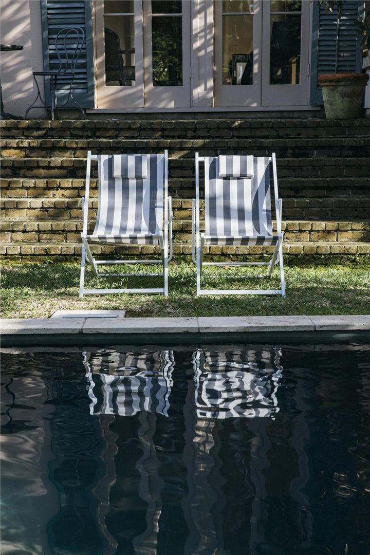 Poolside Gossip, Bebe Folding Beach Chair, Set of 2 - White/Black - 1-Pack