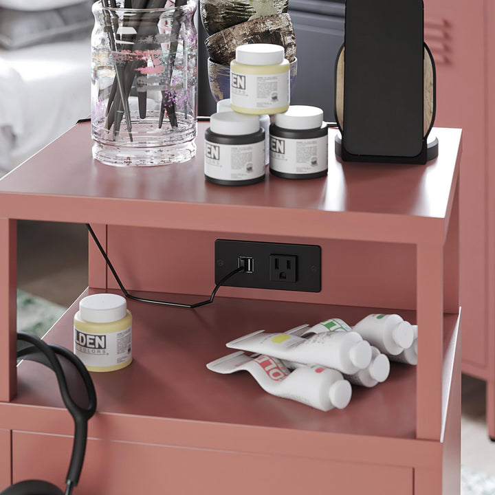 Cache Metal Locker-Style Mobile Storage Cart - Dusty Rose