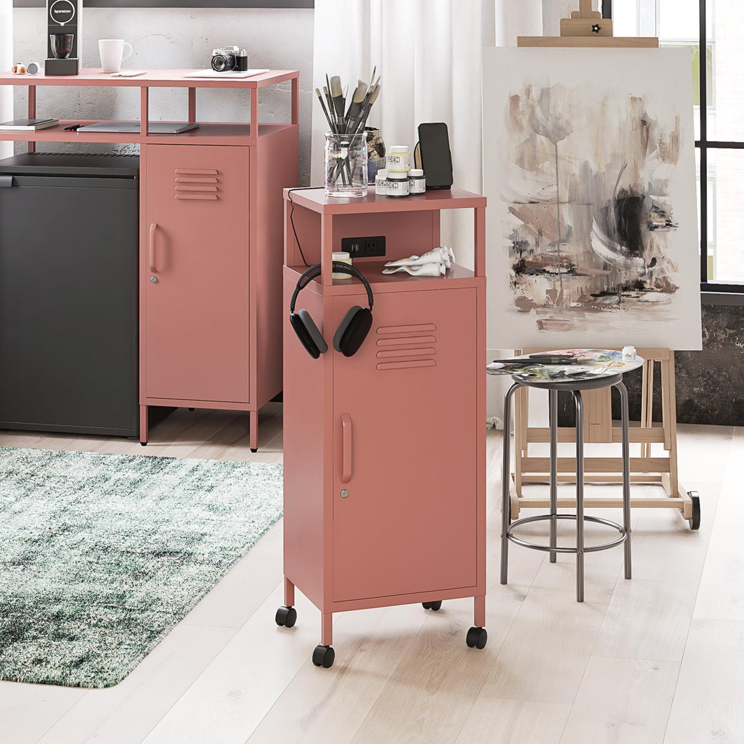 Cache Metal Locker-Style Mobile Storage Cart - Dusty Rose