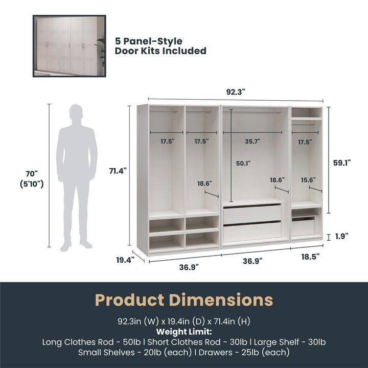 Perry Park Modular Bundle with 3 Wardrobe Units and 5 Membrane Door Kits - Ivory Oak