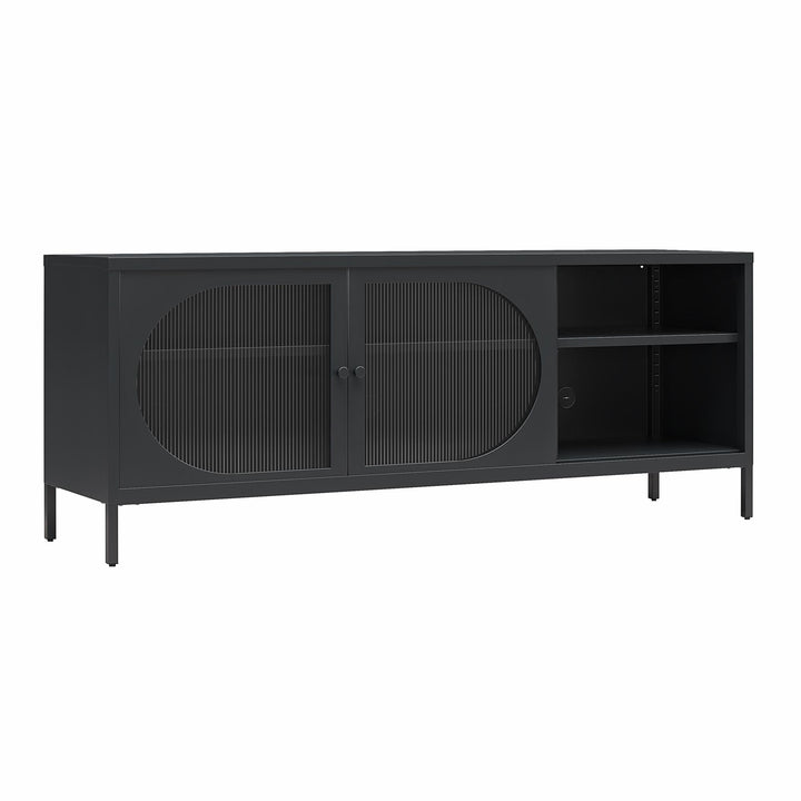 Luna Metal TV Stand with Fluted Glass for 65" TVs - Black