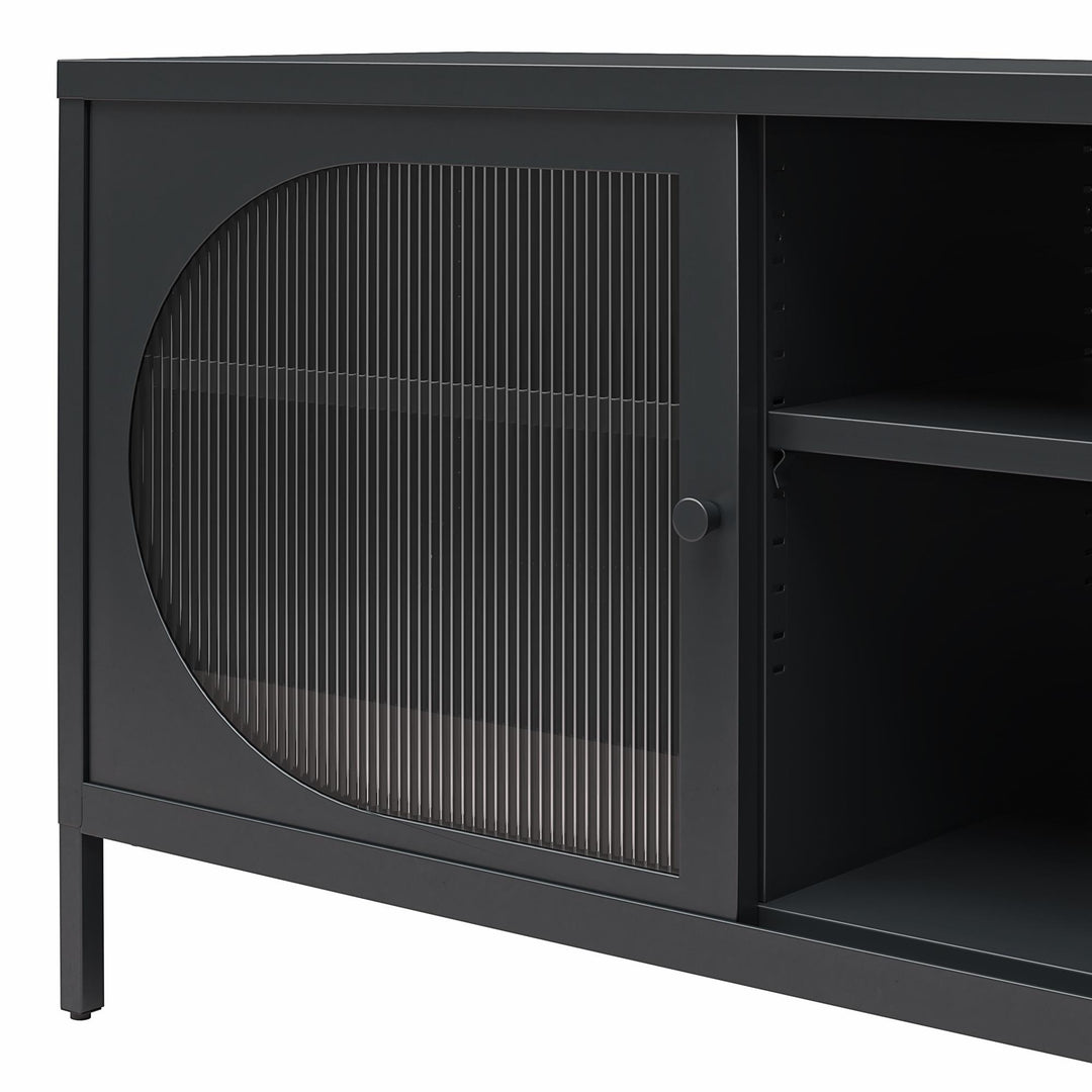 Luna Metal TV Stand with Fluted Glass for 65" TVs - Black