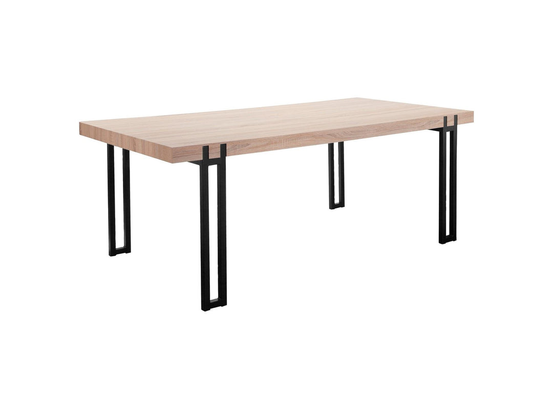 Kent Rustic Dining Table with Black Metal Legs - Light Oak