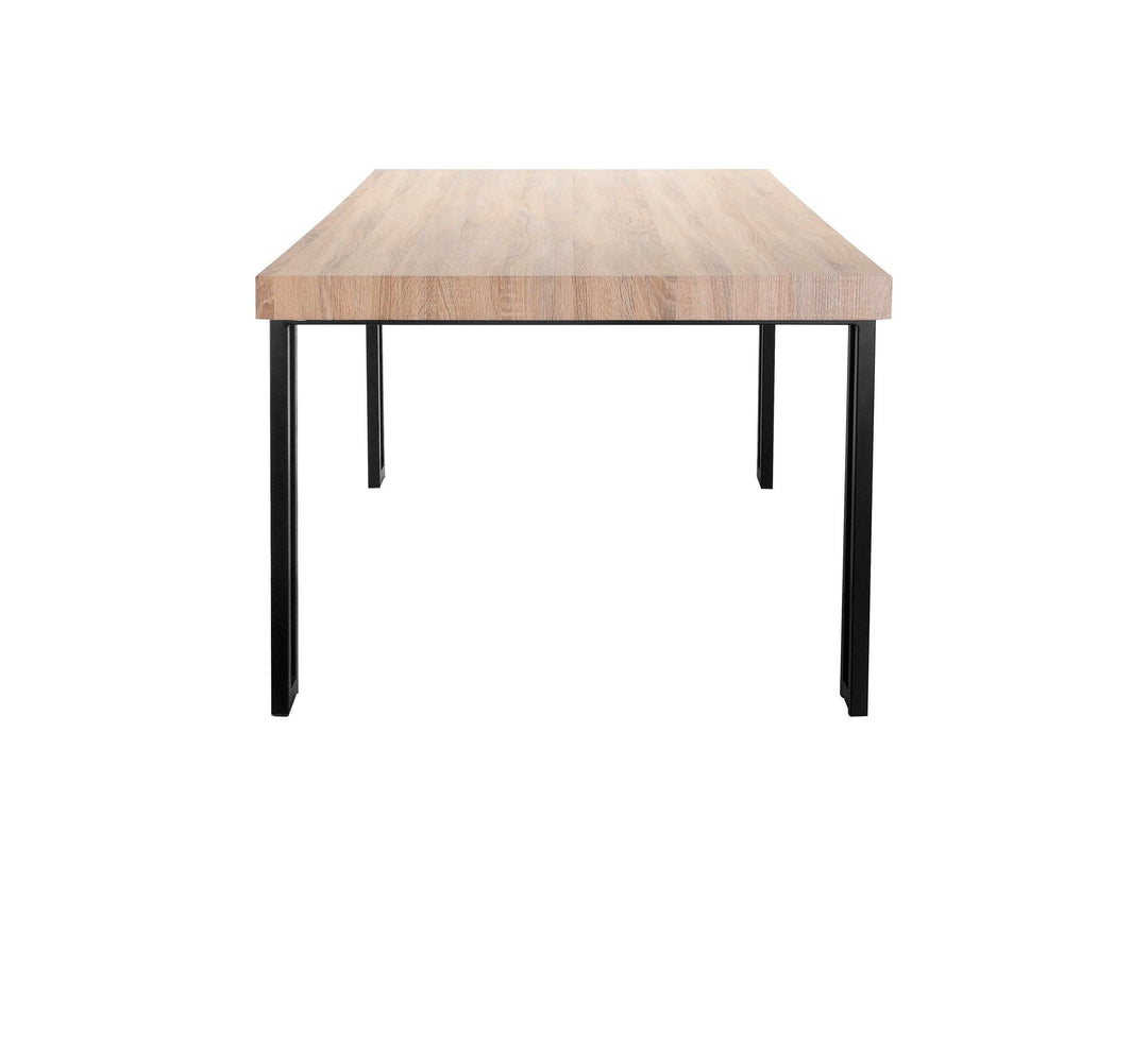 Kent Rustic Dining Table with Black Metal Legs - Light Oak