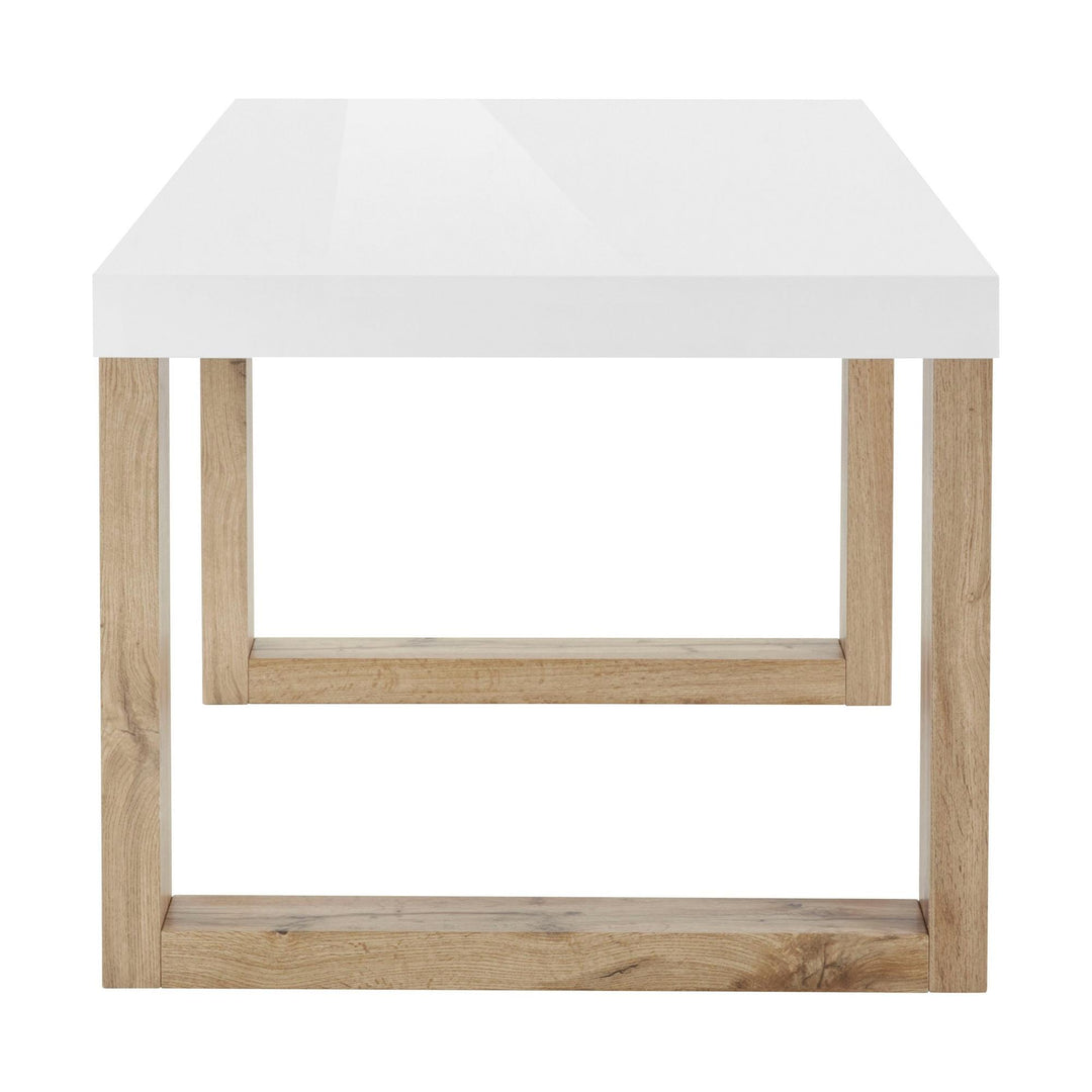 Arvid Dining Table with High Gloss White Top - White