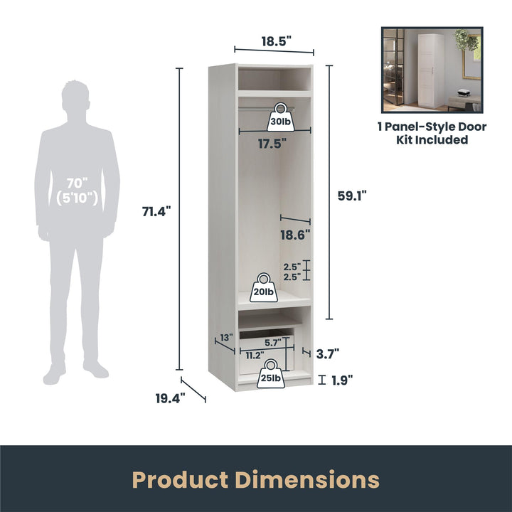 Perry Park Modular Bundle Wardrobe Shelving Unit with Drawer and Membrane Door Kit - Ivory Oak