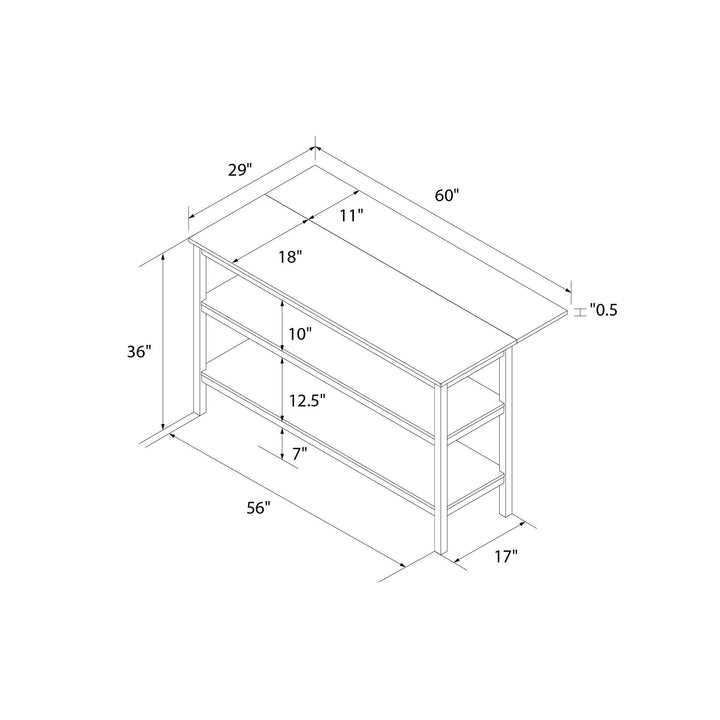 Tallen 60" Flip Kitchen Island Table - Walnut - 60"