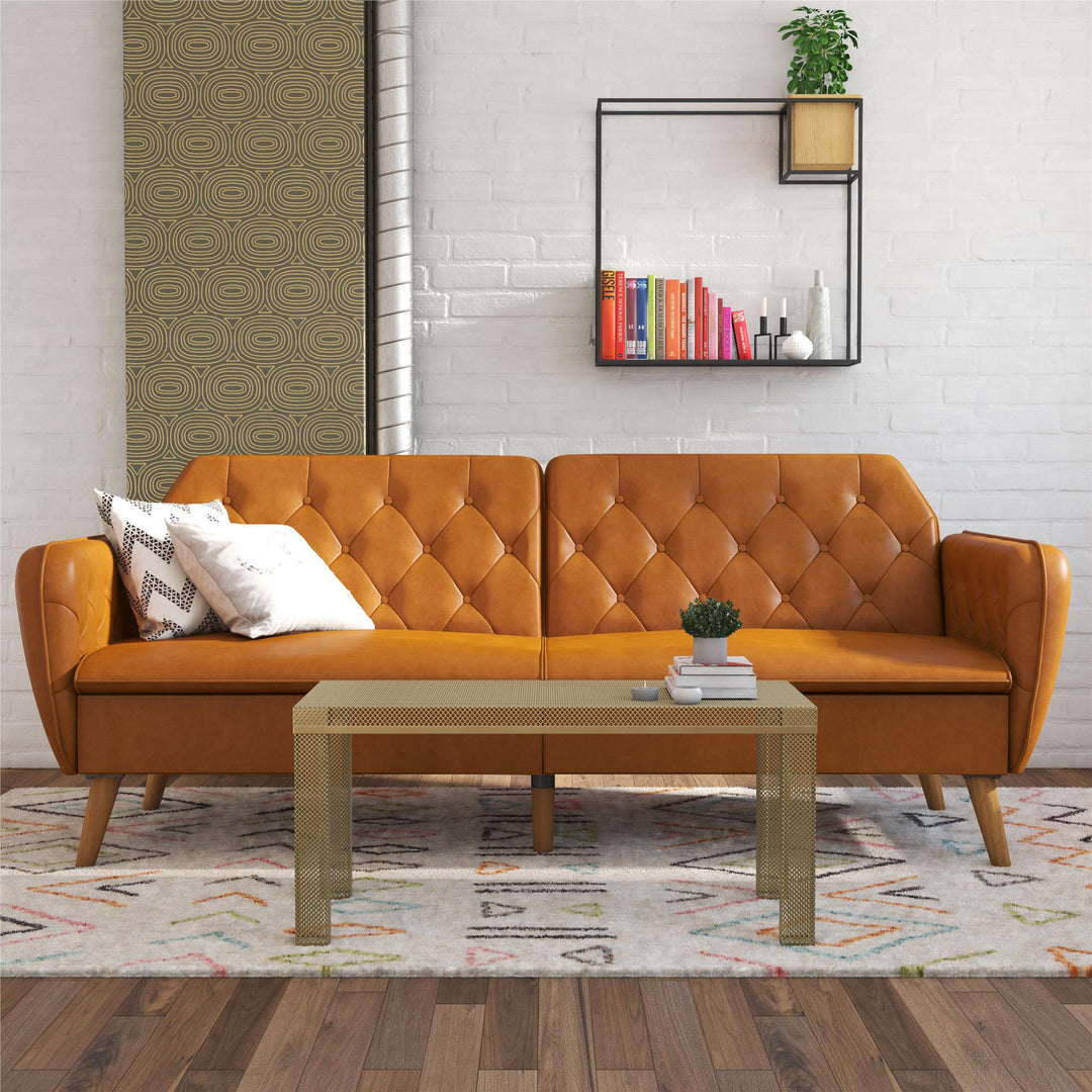 Tallulah Memory Foam Faux Leather Futon - Camel