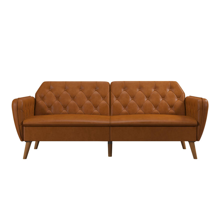 Tallulah Memory Foam Faux Leather Futon - Camel