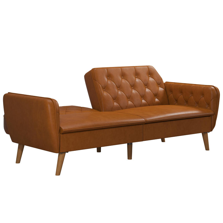 Tallulah Memory Foam Faux Leather Futon - Camel