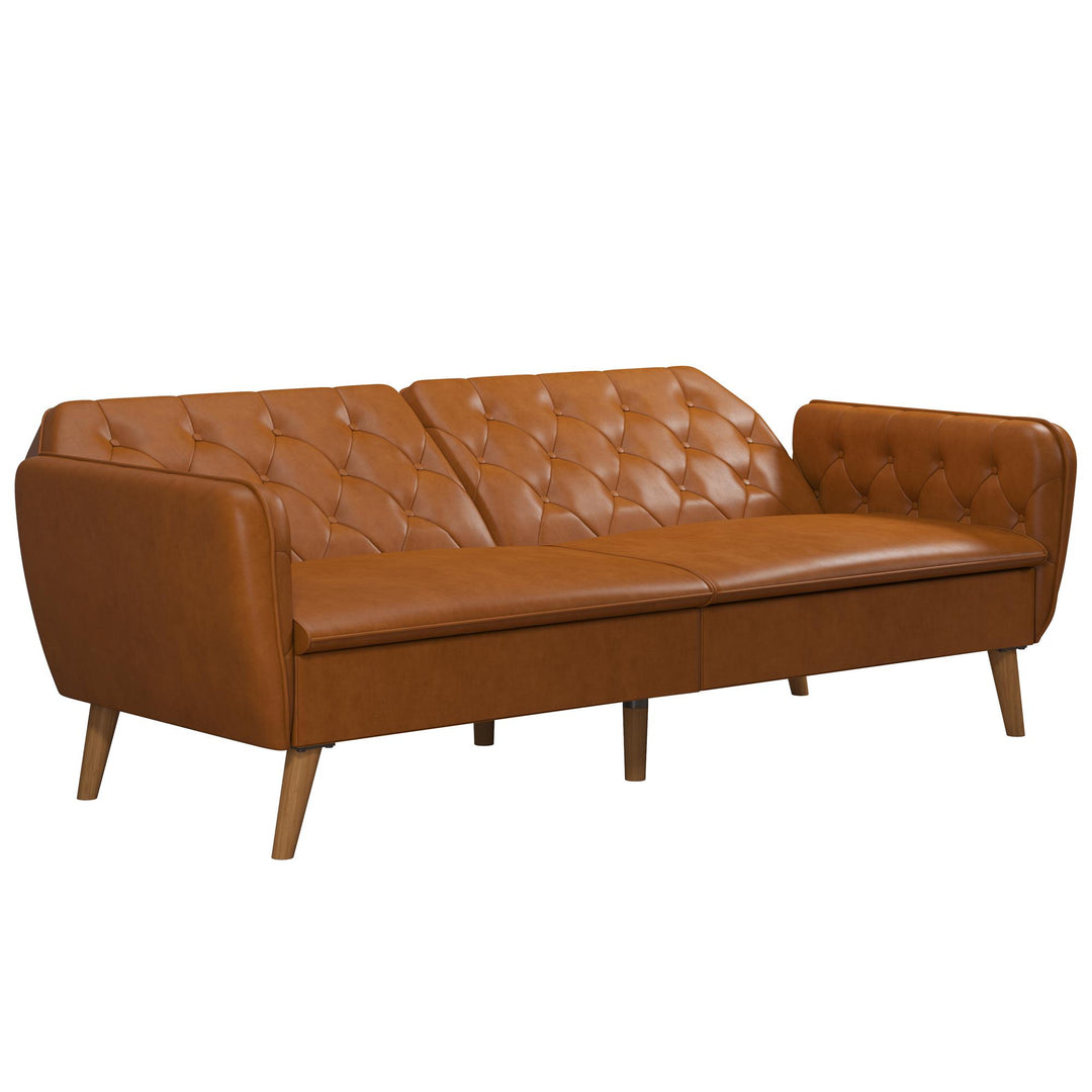 Tallulah Memory Foam Faux Leather Futon - Camel